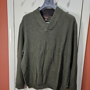 Tasso Elba Pullover Sweater 100% Cotton Olive Green Knit Size 2XL Mens Clothing